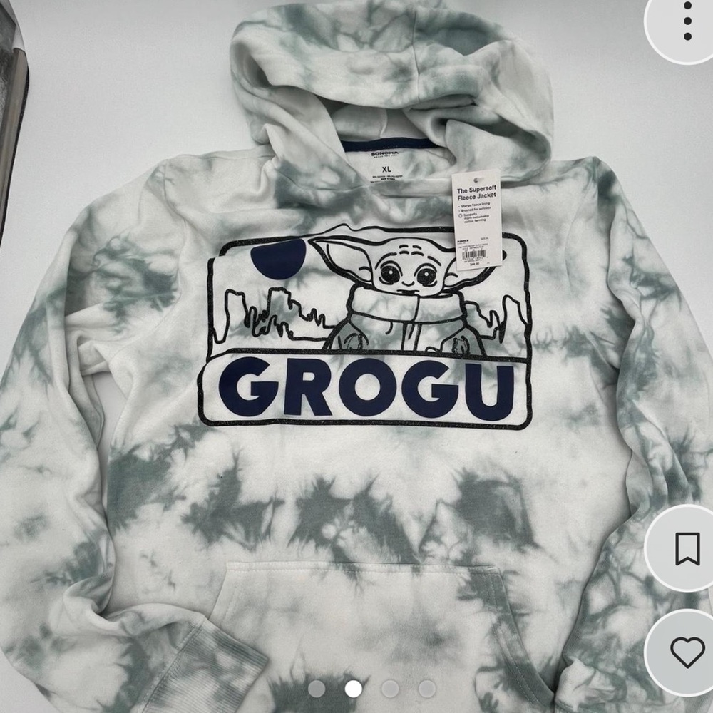Grogu Kidcore Star Wars Fleece lined Hoodie womens XL Blue NWT Comic Yoda warm